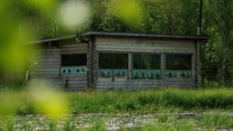 Karhunpesä Main hide from outside in Kuntilampi, Bear Kuusamo, Finland.