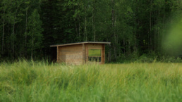 A smaller hide from outside at Kuntilampi main area, Bear Kuusamo, Finland.
